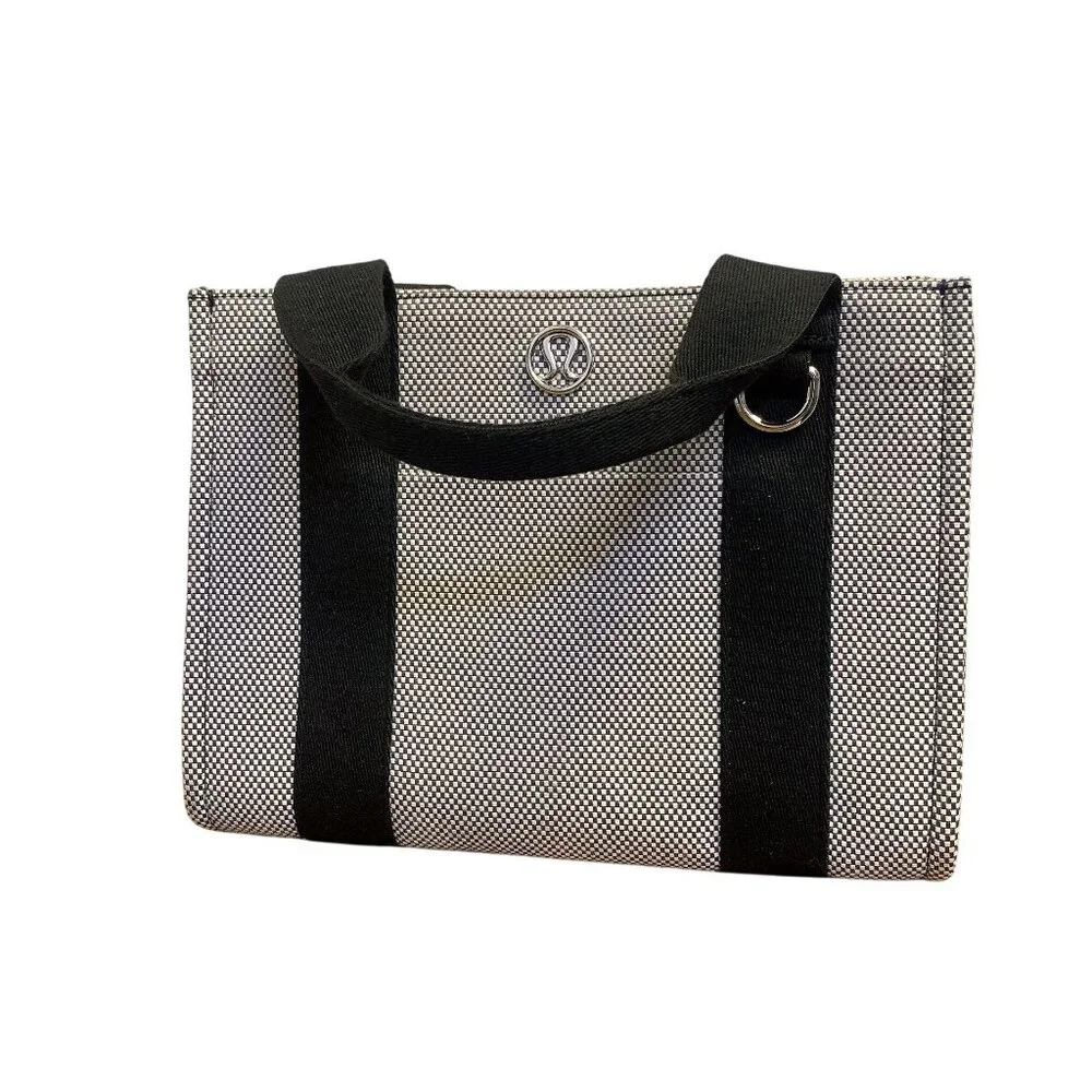 Lululemon Two-Tone Canvas Tote Bag Black & White With Adjustable Stra - Picture 1 of 7